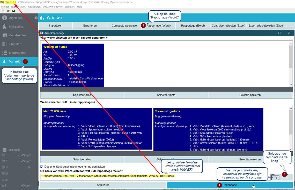 Maatwerkadvies rapportage maken en templates beheren in Vabi EPA